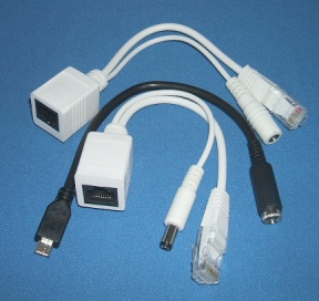 Image of Spare wires Power over Ethernet (POE) Injector and Splitter adaptors with microUSB cable/lead