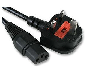 Image of Mains power cable, 13A plug to IEC (C13) 1m 'kettle lead'