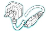 Image of Mains power cable/lead, 13A UK plug - Clover Leaf IEC plug (5m)