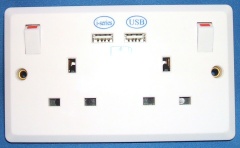 Image of Dual 13 Amp UK power sockets with two USB charging sockets!