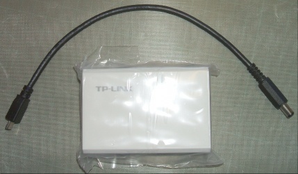 Image of Power over Ethernet (POE) Splitter with 2.1mm jack (Type M) plug to microUSB cable/lead