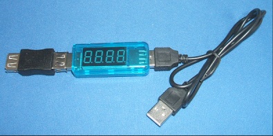 Image of USB inline Current & Voltage (Power) meter with cables/adaptors for back powered Pi