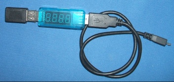 Image of USB inline Current & Voltage (Power) meter with cable/lead & adaptor for microUSB powered Devices e.g. Pi