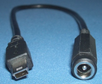 Image of Mini USB Male to DC 2.1mm Female adaptor cable/lead