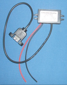 Image of 12V DC to 5V DC PSU adaptor to USB A panel/chassis mount socket suitable for Raspberry Pi etc.