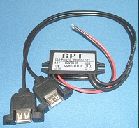 Image of 12V DC to 5V DC PSU adaptor to Two USB A panel/chassis mount sockets suitable for Raspberry Pi etc.