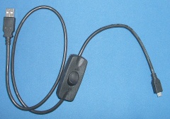 Image of USB Power cable/lead USB A Male to microUSB Male for Raspberry Pi etc. including Power Switch (1.0m)