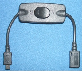 Image of USB Power cable/lead microUSB Female to microUSB Male for Raspberry Pi etc. including Power Switch (28cm)