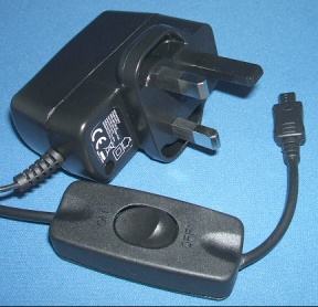 Image of PSU for Raspberry Pi (UK Mains plug to captive microUSB plug) 2500mA with in-line On/Off Switch, 5V 2.5A