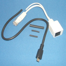 Image of Spare wires Power over Ethernet (POE) Injector and Splitter adaptors with DIY microUSB cable/lead