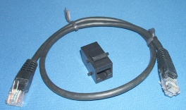 Image of RJ45 plug to chassis mounting socket (Using coupler)
