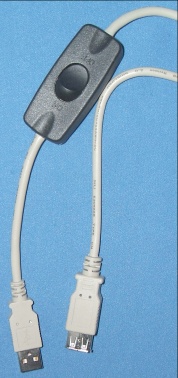 Image of USB Power/Data extension cable/lead USB A Female to USB A Male for Raspberry Pi etc. including Power Switch (1m)