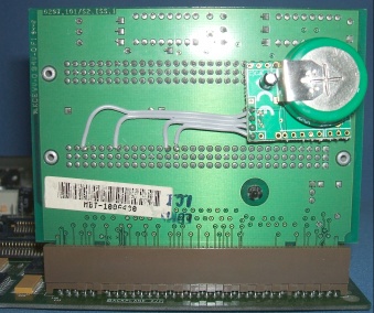 Image of Replacement Clock (RTC) & CMOS RAM module for RiscPC (Mounted on a four slot backplane)