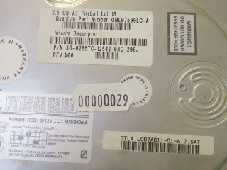 Image of Refurbished 3.5" IDE drive: Quantum Fireball 7.5GB lct15 QML07500LC-A