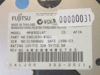 Image of Refurbished 3.5" IDE drive: Fujitsu 2.1GB MPB3021AT