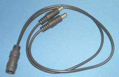 Image of DC Power Splitter cable/lead 2.1mm socket to 2x 2.1mm (Type M) jack