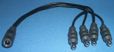 Image of DC Power Splitter cable/lead 2.1mm socket to 4x 2.1mm (Type M) jack