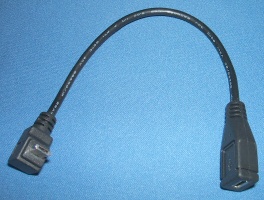 Image of Vertical right-angle microUSB extension Cable/lead (20cm)