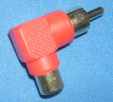 Image of Phono plug to Phono socket Right Angle adaptor (Red)