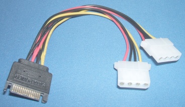 Image of SATA to Two Hard drive IDE (Molex) power adaptor cable/lead