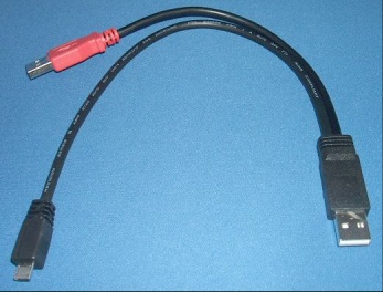Image of MicroUSB-USB Y Power Cable suitable for Raspberry Pi (30cm lead)
